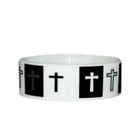 Black & White Crosses Rubber Wristband