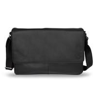 black leather messenger bag