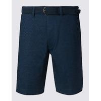 Blue Harbour Cotton Rich Textured Shorts with Belt