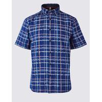 Blue Harbour Pure Cotton Checked Oxford Shirt