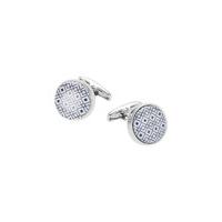 Blue White Round Enamel Cufflinks - Savile Row