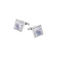 Blue White Square Enamel Cufflinks - Savile Row