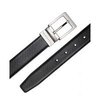 black brown reversible leather belt with fine geometric texture 38 sav ...