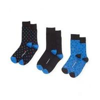 Black Blue Design And Plain 3 Pack Sock 43/46 - Savile Row