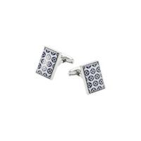 Blue White Oblong Enamel Cufflinks - Savile Row