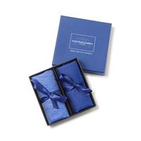 Blue Navy Herringbone Silk Pocket Square Gift Set - Savile Row
