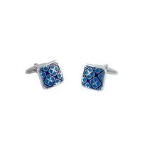 Blue Navy Square Flower Enamel Cufflinks - Savile Row