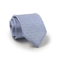 Blue White Basket Weave Silk Tie - Savile Row