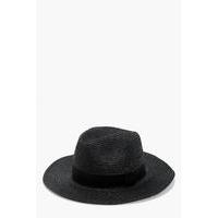 black straw hat black