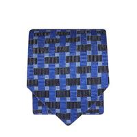 Blue, Navy And Sky Rectangular Pattern 100% Silk Tie