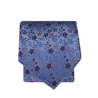 Blue With Pink Flower 100% Silk Tie