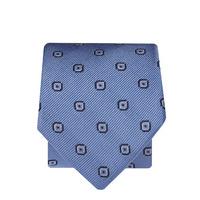 Blue With Navy And Silver Square 100% Silk Tie