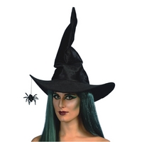 Black Twisty Witch Hat with Spider