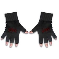 Black Slayer Scratched Logo Fingerless Gloves