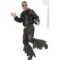 Black Satin Pants Withsequins Belt Mens Costume Small For 70s Travolta Night