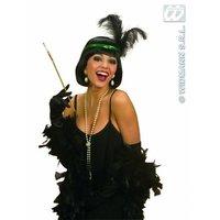 Black Spandex Satin 60cm Feather Gloves For Fancy Dress Costumes Accessory
