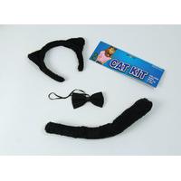 Black Cat Ears, Bow Tie & Tail Set