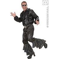 Black Satin Pants Withsequins Belt Mens Costume Large For 70s Travolta Night