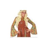 Blonde Hippie Medieval Wig With Daisy Headband 60\'s Fancy Dress Accessory