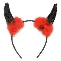 Black Ladies Sequin Devil Horns