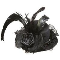 Black Mini With Flower Tulle & Feather Random Style & Theme Hats Caps &