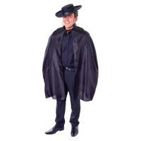 Black Bandit Cape With Collar Costume