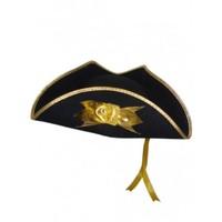 Black & Gold Felt Tricorn Hat
