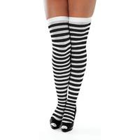 Black & White Ladies Striped Stockings