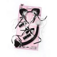 black cat sexy ears tail collar cuff set