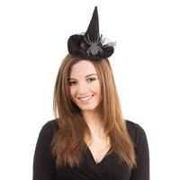 Black Diamante Spider Witch Hat On Headband