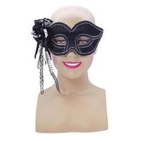 Black Eye Mask With Side Lace Trim