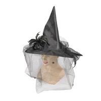 Black Fancy Witch Hat With Veil