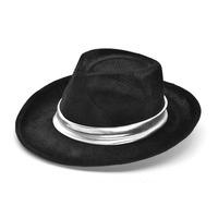 Black Gangster Hat With Silver Band