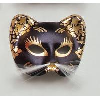 Black Gold Cat Masquerade Eye Mask