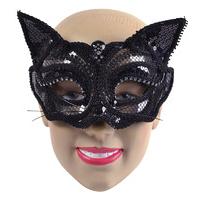 Black Sequin Cat Eye Mask