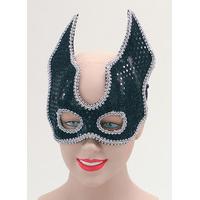 Black Sequin Half Face Mask