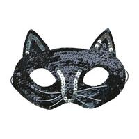 Black Sequin Ladies Cat Eye Mask