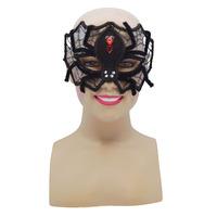 Black Spider Web Mask With Red Stones