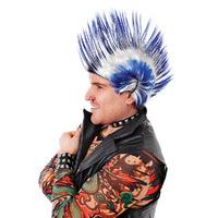 Blue & White Men\'s Mohican Wig