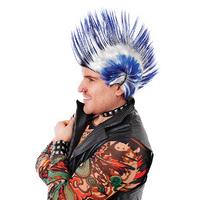 blue white mens mohican wig