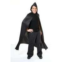 Black Adult\'s Long Hooded Cape