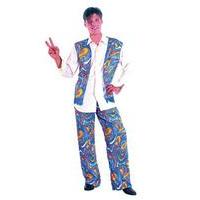 Blue Mens Flower Power Hippie Man Costume