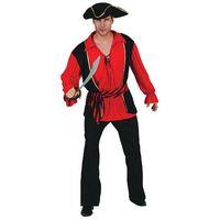 Black & Red Men\'s Pirate Captain Waistcoat, Shirt & Hat