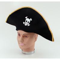 Black Pirate Hat With Gold Edging