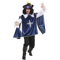 Blue Musketeer Costume Medium For Medieval Middle Ages Fancy Dress