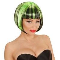 Black & Green Streaks Fashion Wig