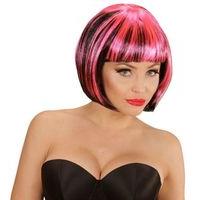 Black & Pink Streaks Fashion Wig