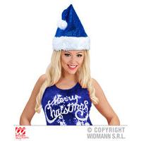 Blue Ladies Sequin Santa Claus Hat