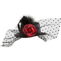 Black Mini Top With Rose Tulle & Feathers Felt Top Hats Caps & Headwear For