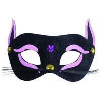 Black Cat Eyemask - Pink Glitter Feline & Cat Masks Eyemasks & Disguises For